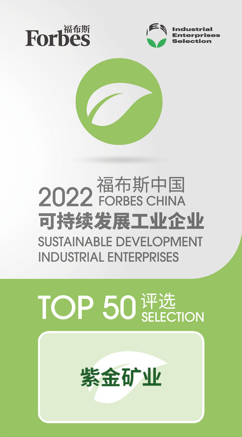 Zijin Mining classée parmi les 50 entreprises industrielles les plus performantes en matière de développement durable de Forbes China 2022